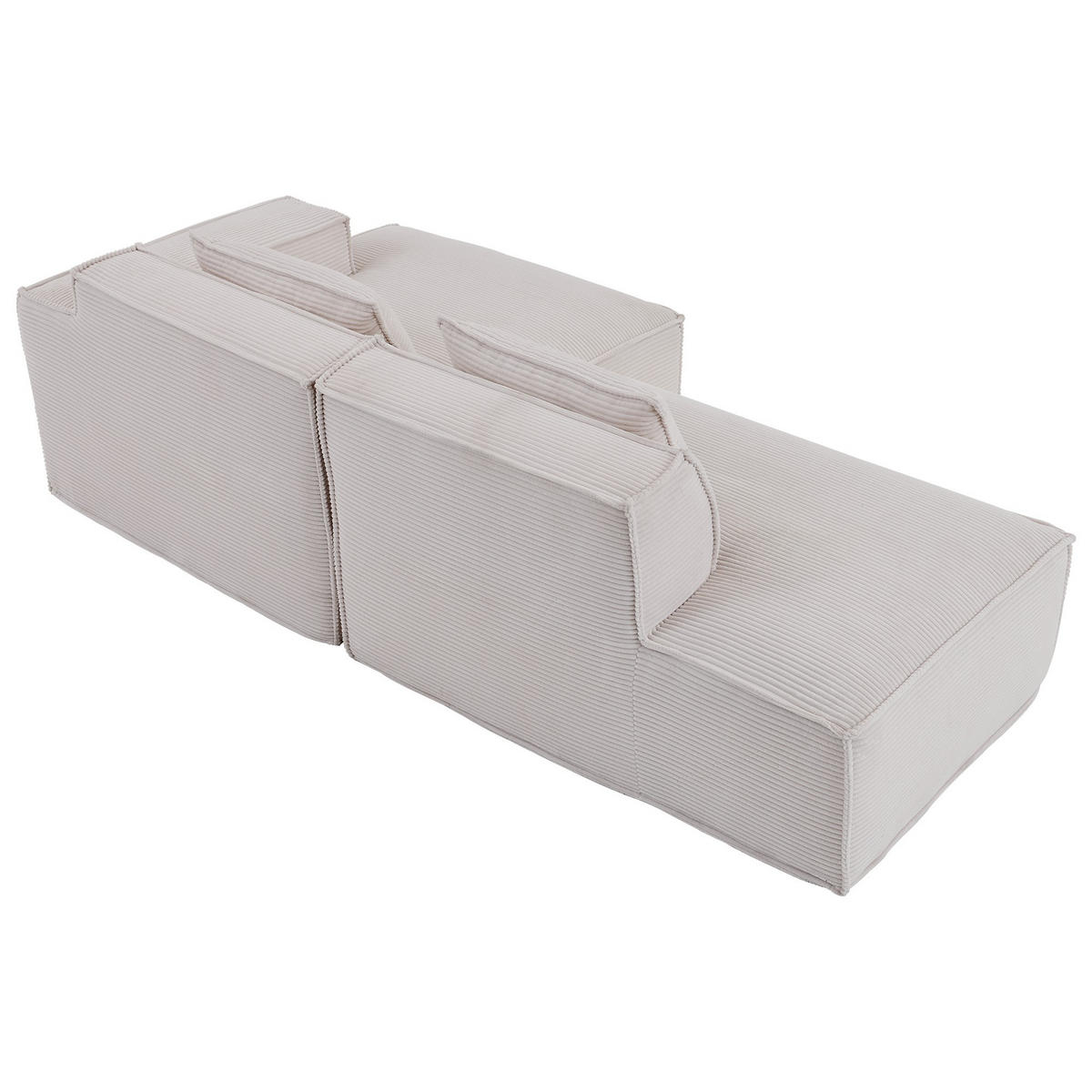 ECKSCHLAFSOFA L-/U-/2-er Sofa mit Schlaffunktion,Modulsofa,Cord,Weiß - Weiß, Textil (129/233cm) - LVHOM