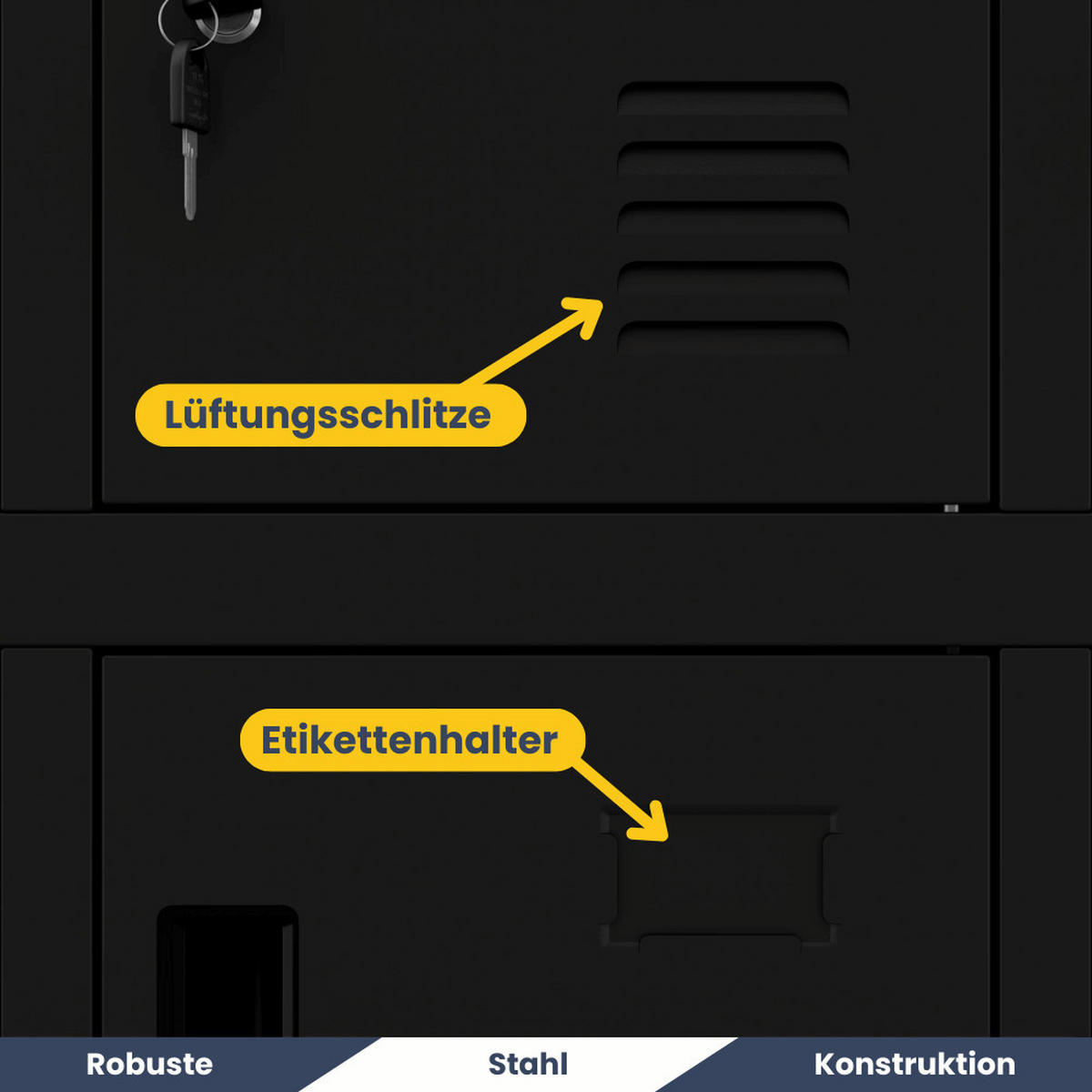 SCHLIESSFACHSCHRANK Spind TAMPA 20 Fächer172x136x45cm Schwarz - Schwarz, Metall (136/172/45cm) - DELUKE