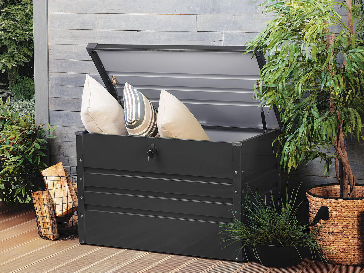 AUFLAGENBOX Stahl graphitgrau 100/62 cm Cebrosa - Graphitfarben, Metall (100/64/62cm) - Beliani