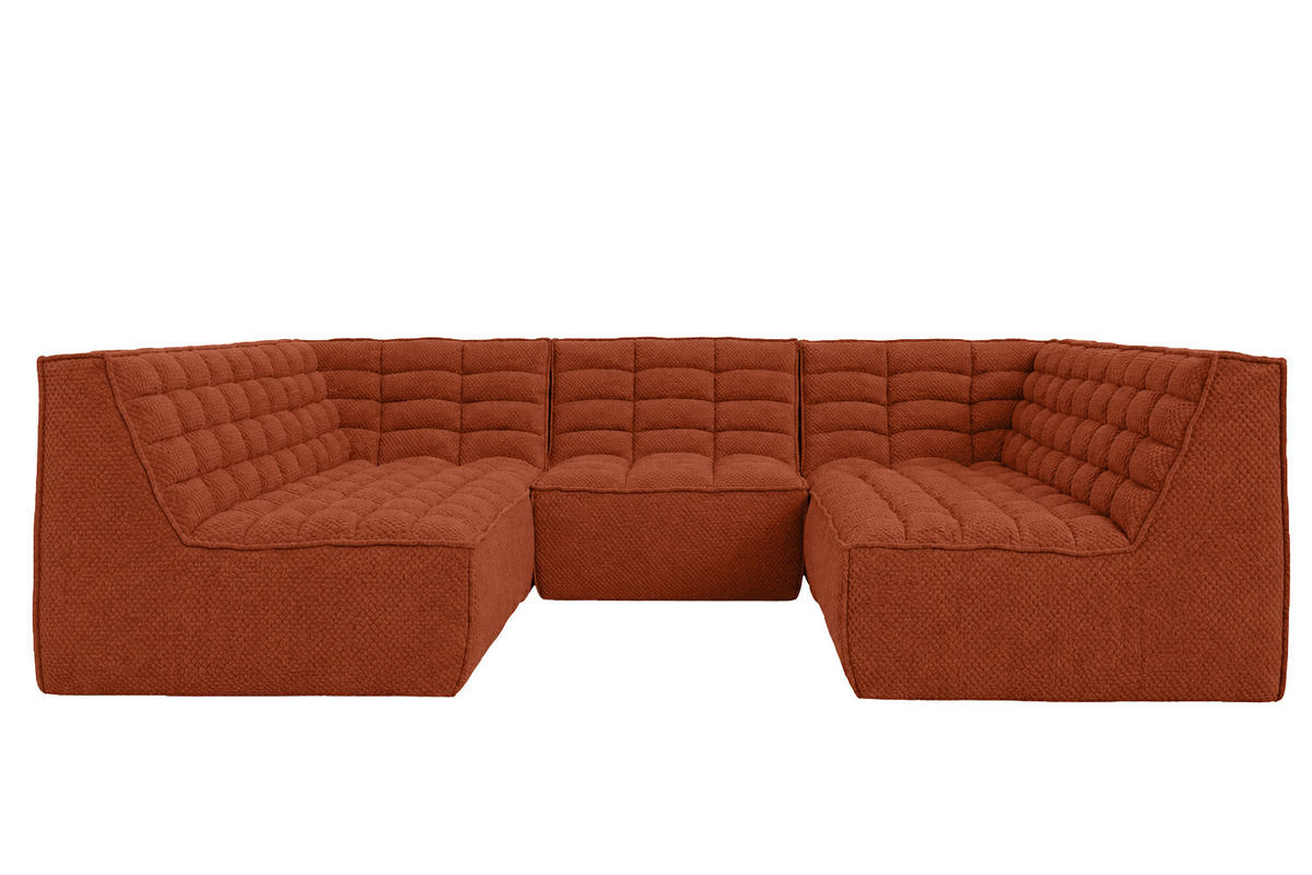 ROHOVÁ SEDAČKA modulární Corner ve tvaru U, plyšová tkanina Pop, Měděná, LAZY U CORNER - měděná, dřevo (266/76/253cm) - Kaiser Möbel