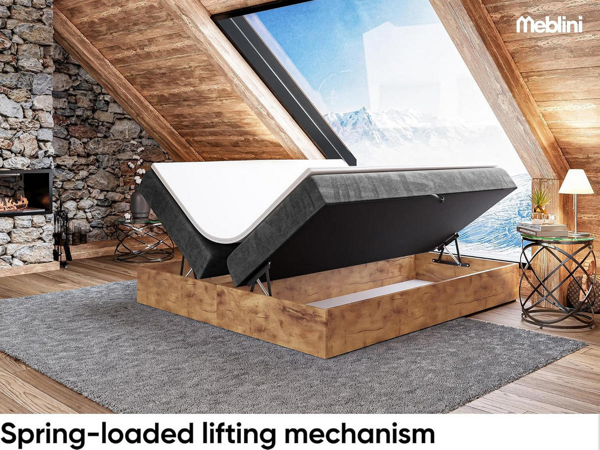 BOXSPRINGBETT LOFTY BOX - Schwarz, Holzwerkstoff (120/220cm) - Meblini