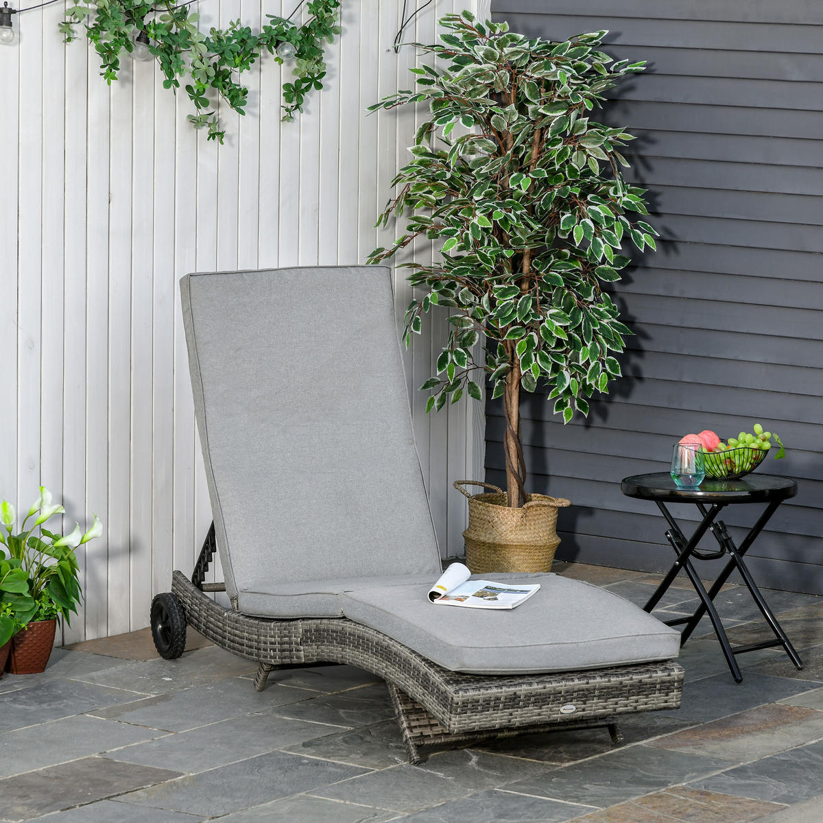 SONNENLIEGE DE-06687 5-stufig verstellbar, S-Form Grau - Grau, Kunststoff/Metall (177.8/177.8/525.78cm) - ComfortXL