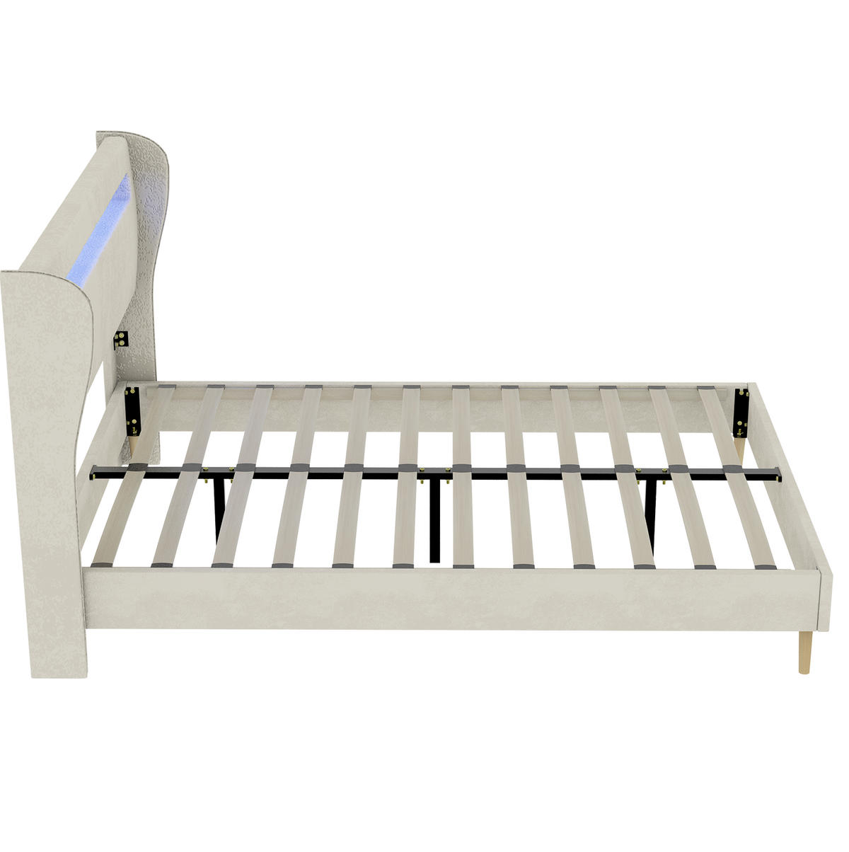 LED-POLSTERBETT 140x200 cm in Beige mit farbwechselnder LED-Beleuchtung - Beige, Textil (140/200cm) - IVMEU