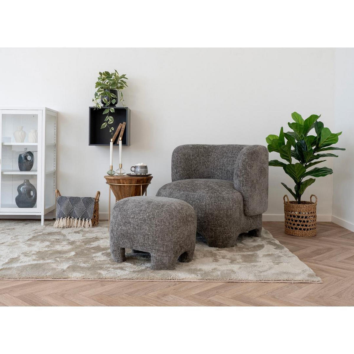 SESSEL, Nazare, Grau, Polyester, 79 x 77 x 72 cm - Grau, Textil (79/72/77cm) - ebuy24