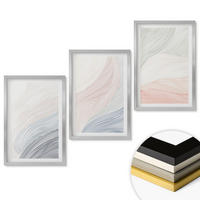 WANDBILDER 3er Set - 40x60 cm Silberner Rahmen - Abstrakte Wellen, Karton, Pastell - Silberfarben, Kunststoff (40/60cm) - ArtPrintCave