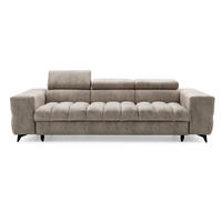 3-SITZER Sofa PUDDING mit Schlaffunktion 127x190 Velours Beige - Beige/Schwarz, Holz/Textil (260/90/100cm) - Muffo