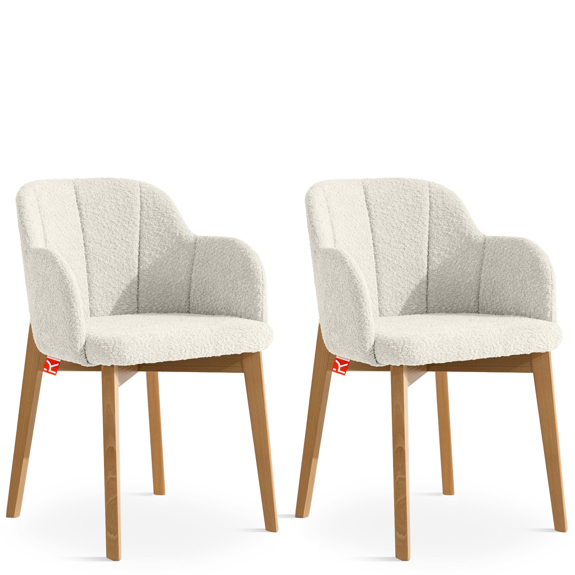 POLSTERSTUHL LONIS Esszimmerstühle 2er Set - Eichefarben/Weiß, Holz/Textil (55/82/54cm) - KONSIMO®