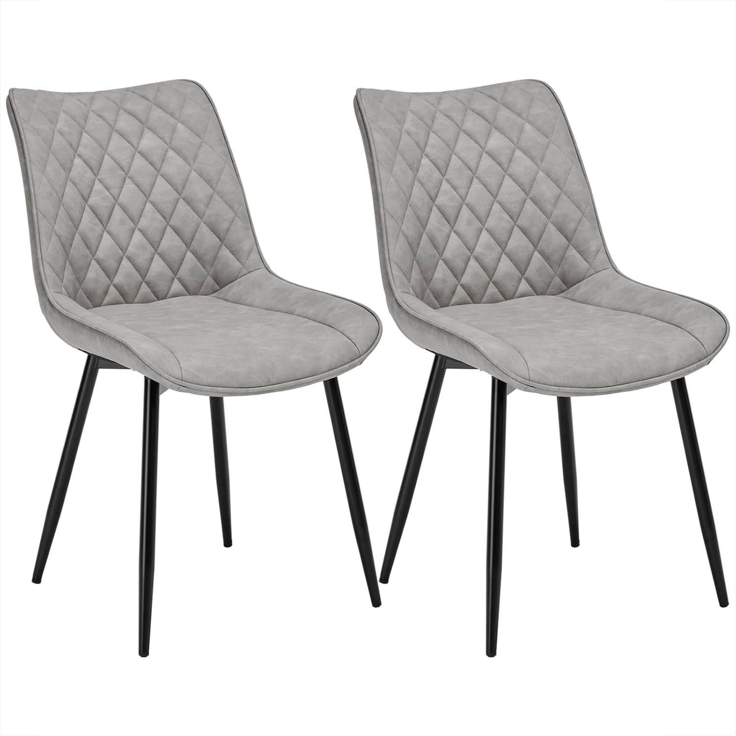 ESSZIMMERSTUHL 2er Set, Polsterstühle mit Rückenlehne - Schwarz/Grau, Metall (46.5/84/42.5cm) - Woltu