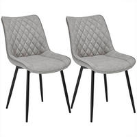 ESSZIMMERSTUHL 2er Set, Polsterstühle mit Rückenlehne - Schwarz/Grau, Metall (46.5/84/42.5cm) - Woltu