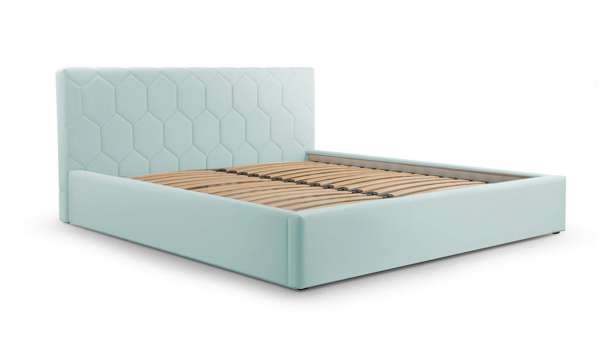 POLSTERBETT Bett 02 - 180x200 - Aqua - Hellblau, Holz/Textil (180/200cm) - Möblo