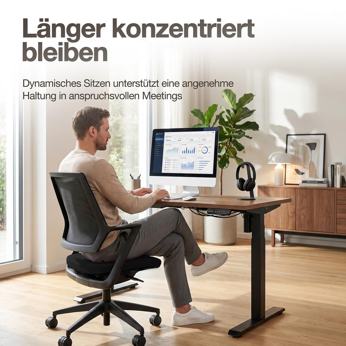 DREHSTUHL Ergonomischer Bürostuhl Asolo mit Netzrücken / Schwarz Netzrücken für Luftzirkulation - Schwarz, Textil (59.5/97.5/45cm) - ASSMANN