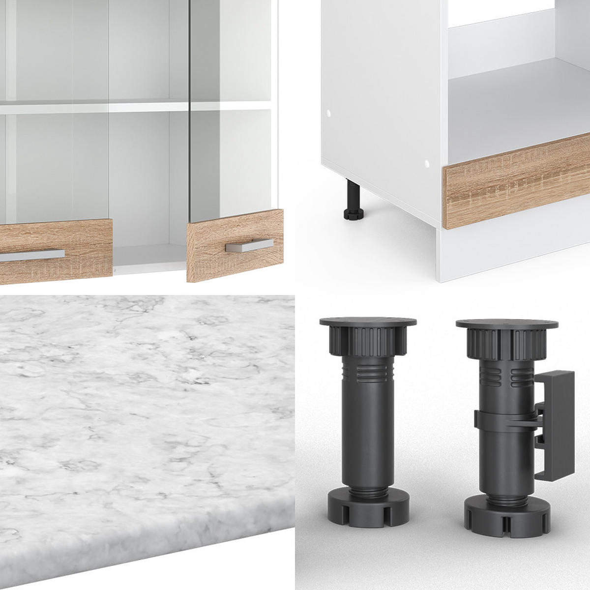 ECKKÜCHE R-Line Sonoma/Weiß 227 x 287 cm, AP Anthrazit - Weiß/Sonoma Eiche, Holzwerkstoff (287/81.6/60cm) - Vicco