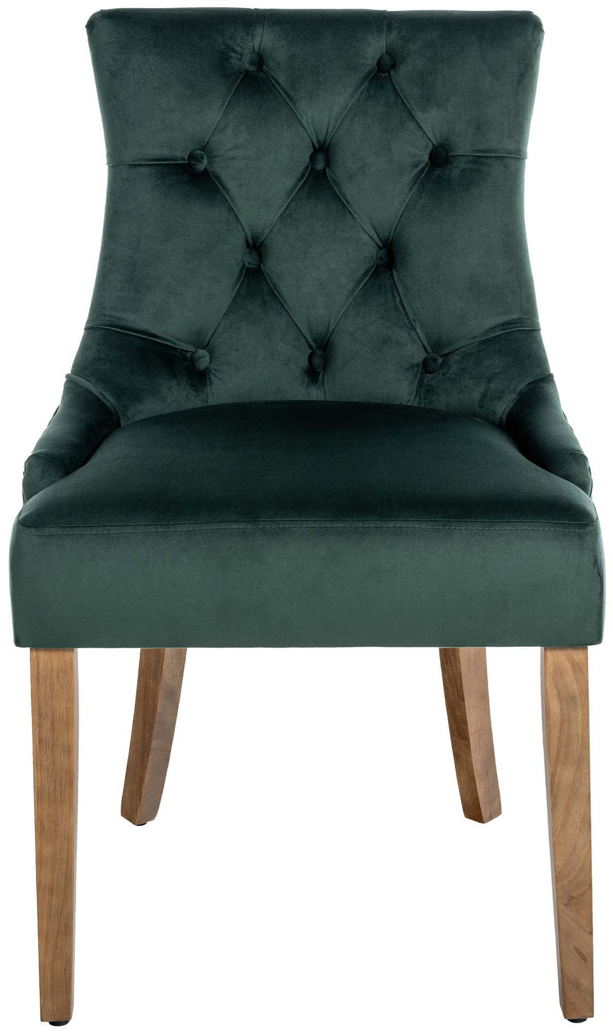 WOHNZIMMERSTUHL 4er Set Samt dunkelgrün - Dunkelgrün/Naturfarben, Holz/Textil (55/92/58cm) - CLP