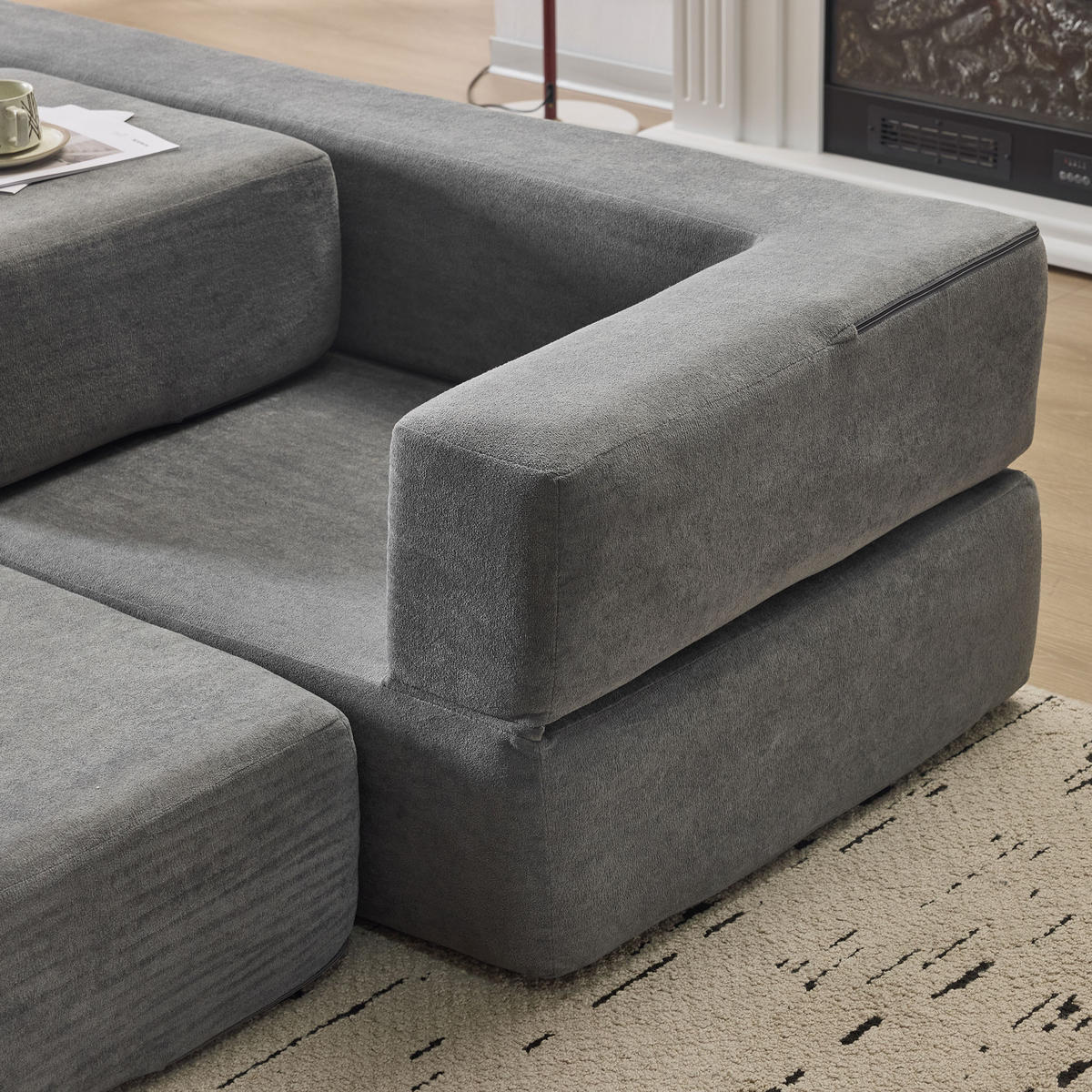 SCHLAFSOFA DE-34995 modular mit Schlaffunktion Grau - Grau, Textil (75.5/50/201cm) - ComfortXL