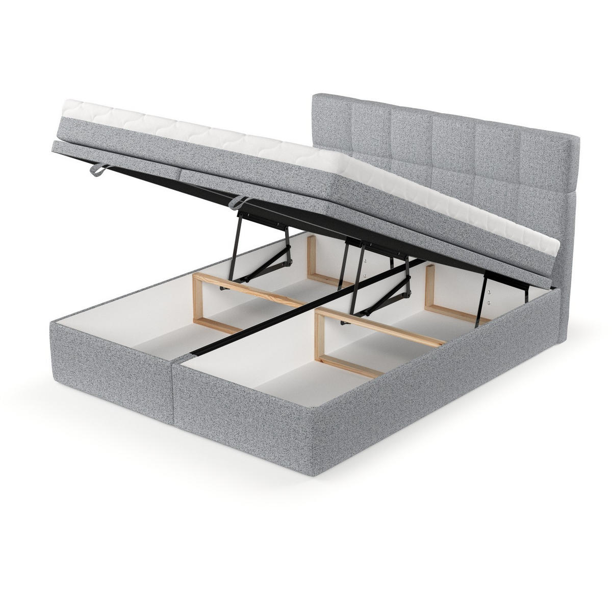 BOXBETT Elano 160/200 cm Grau im Riva Stoff - Schwarz/Grau, Holz/Holzwerkstoff (160/200cm) - AltaBeds