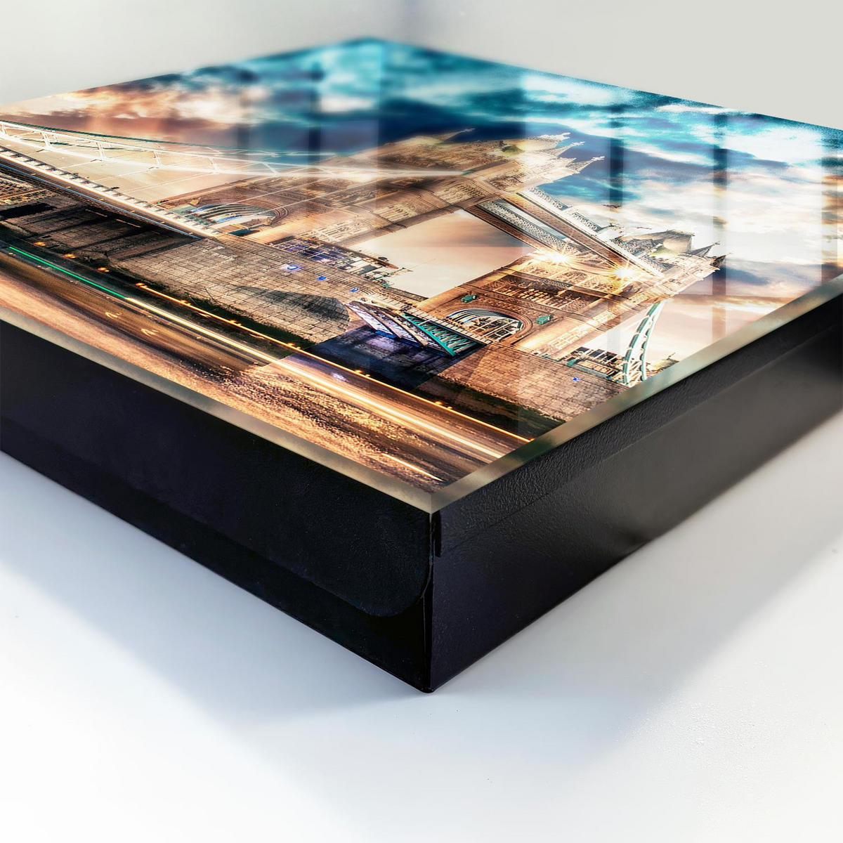 SCHLÜSSELBOX Schwarz 30x30 cm- Türöffnung nach rechts - Stadtlandschaft - Blau, Metall (30/30/5cm) - TULUP