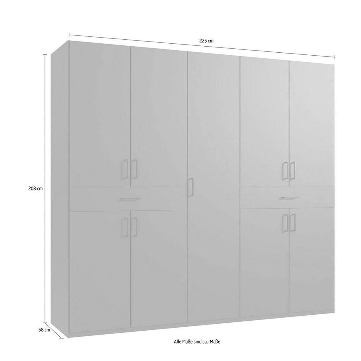 KLEIDERSCHRANK Tibet graphit 225 / 58 / 208cm - Graphitfarben, Holz/Holzwerkstoff (225/208/58cm) - Wimex
