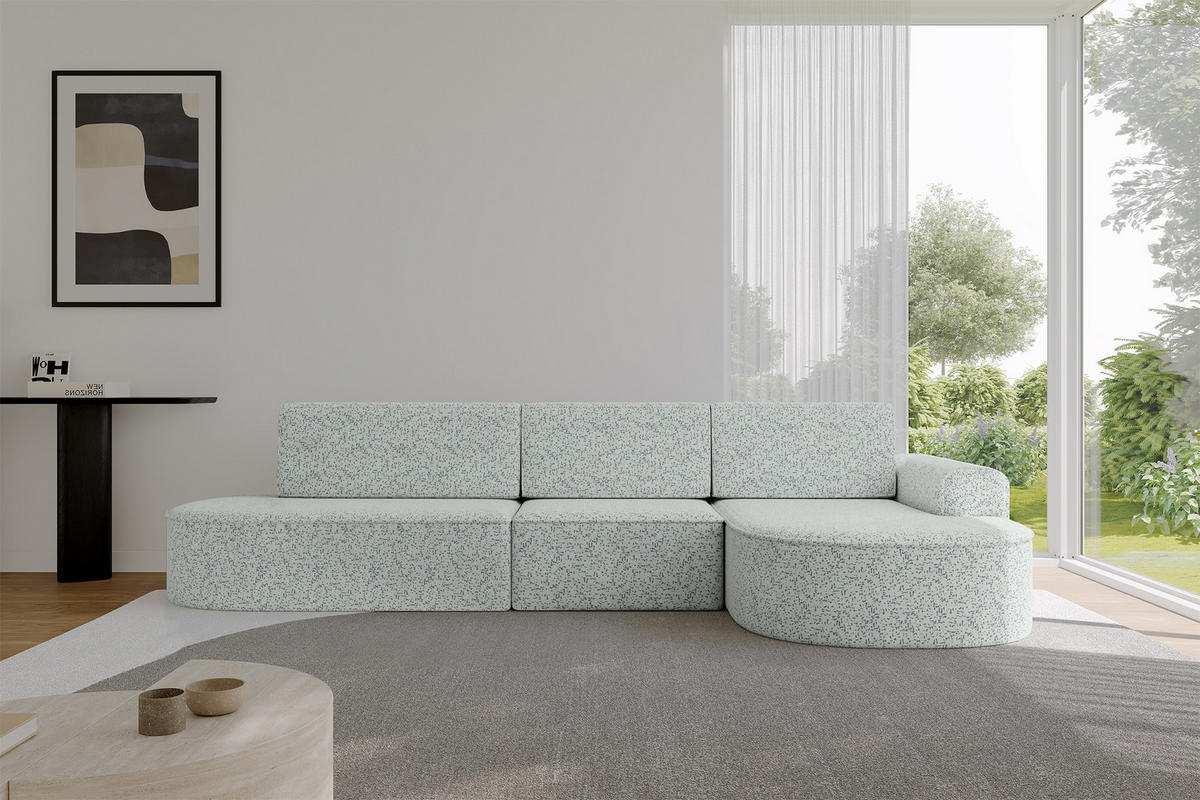 ECKSOFA mit Schlaffunktion Ottomane RECHTS MARI L2-S 368X167X85 Grün Velours - Smaragdgrün/Schwarz, Holzwerkstoff/Kunststoff (167/368cm) - ALTDECOR