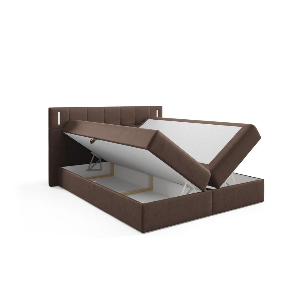 Thumbnail - Fun Möbel Boxbett, Braun, Textil, 180x200 cm, Schlafzimmer, Betten, Boxspringbetten
