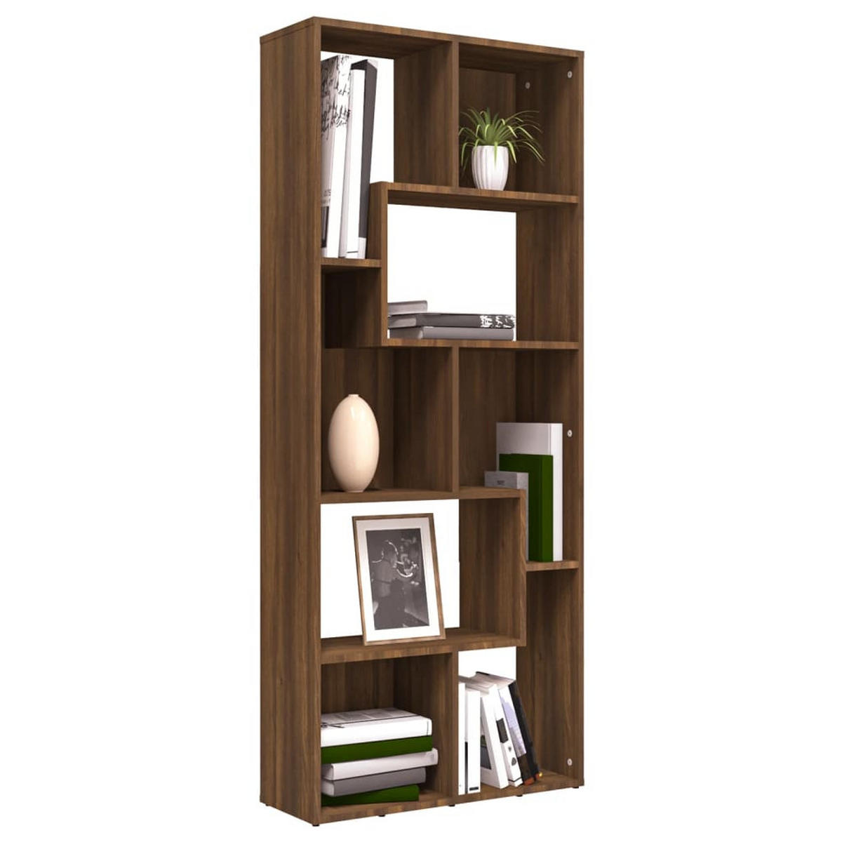 BÜCHERREGAL Modern 67/24/161 cm aus Holzwerkstoff Braun Eichen-Optik Dekor - Dunkelbraun, Holz (67/161/24cm) - vidaXL