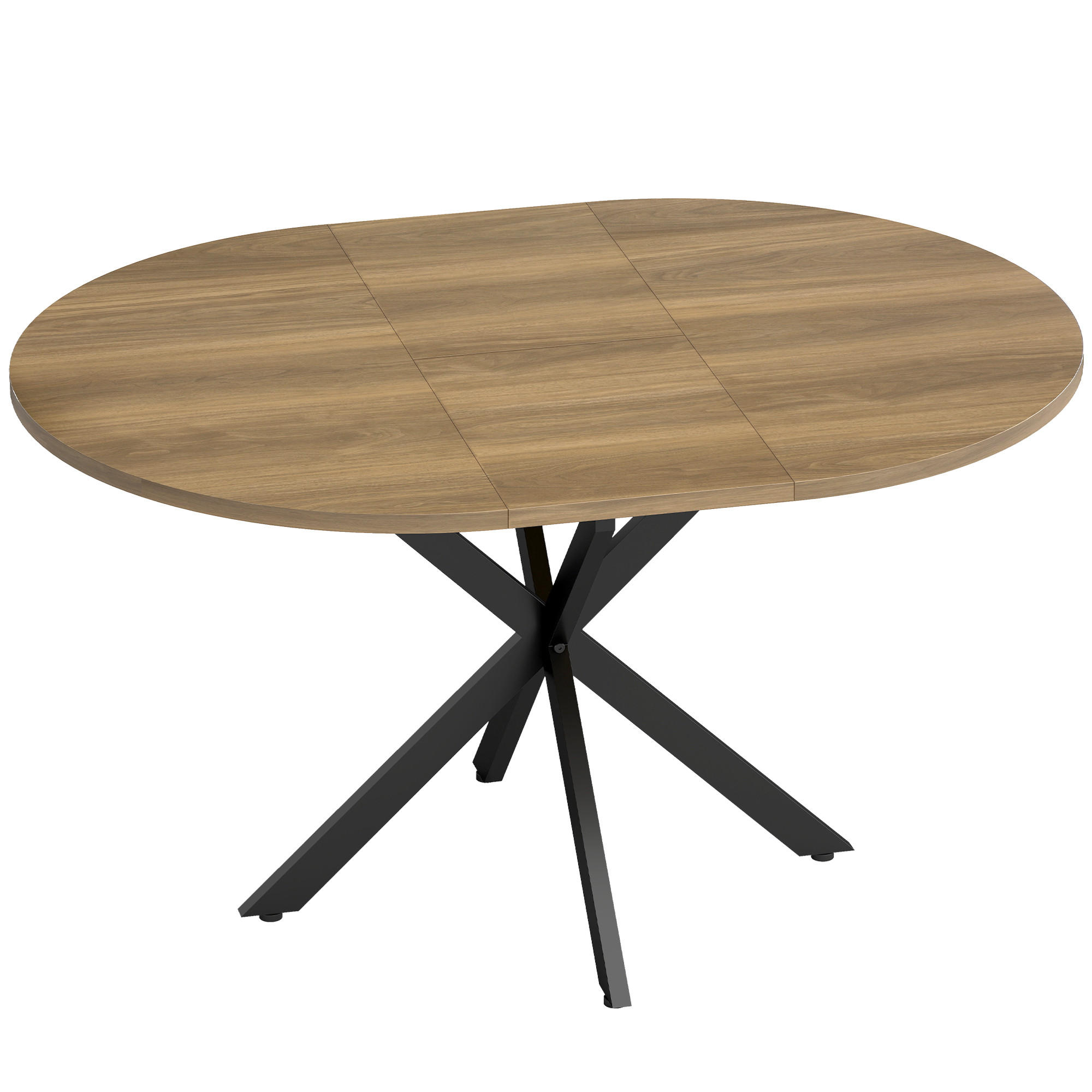 UTDRAGBART matbord MDF stål brun - Brun/Svart, Träbaserade material/Metall (135/100/75cm) - HOMCOM