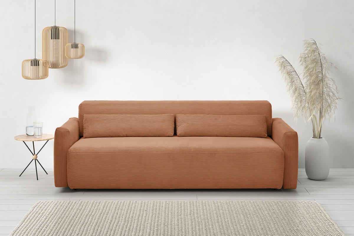 SCHLAFSOFA NEO Braun Cord - Dunkelbraun/Schwarz, Kunststoff/Textil (233/75/108cm) - KAWOLA