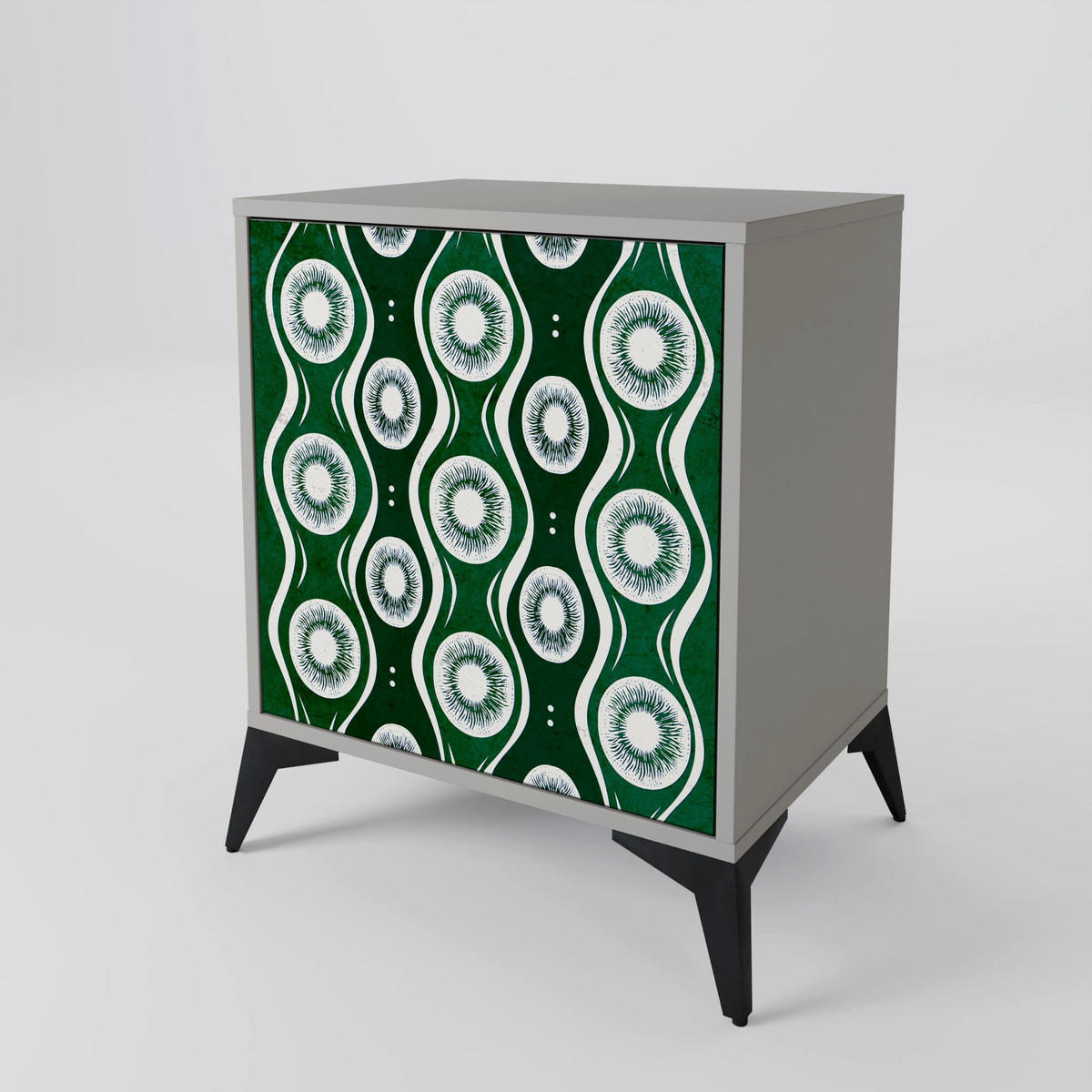 SIDEBOARD GREEN EYES, Grau, 57,5x42x77,5 cm, Schräge Buchenholzfüße - Buchefarben/Multicolor, Holzwerkstoff/Buchenholz (57.5/77.5/42cm) - SpaceRebels