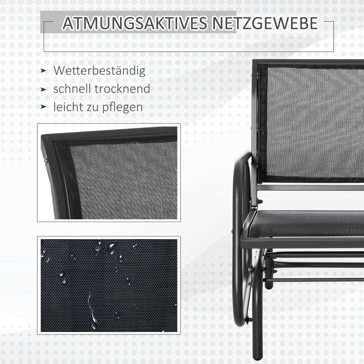 SCHAUKELSTUHL, Metall, Schwarz, 75 x 66 x 85 cm - Schwarz, Metall (66/85/75cm) - Outsunny