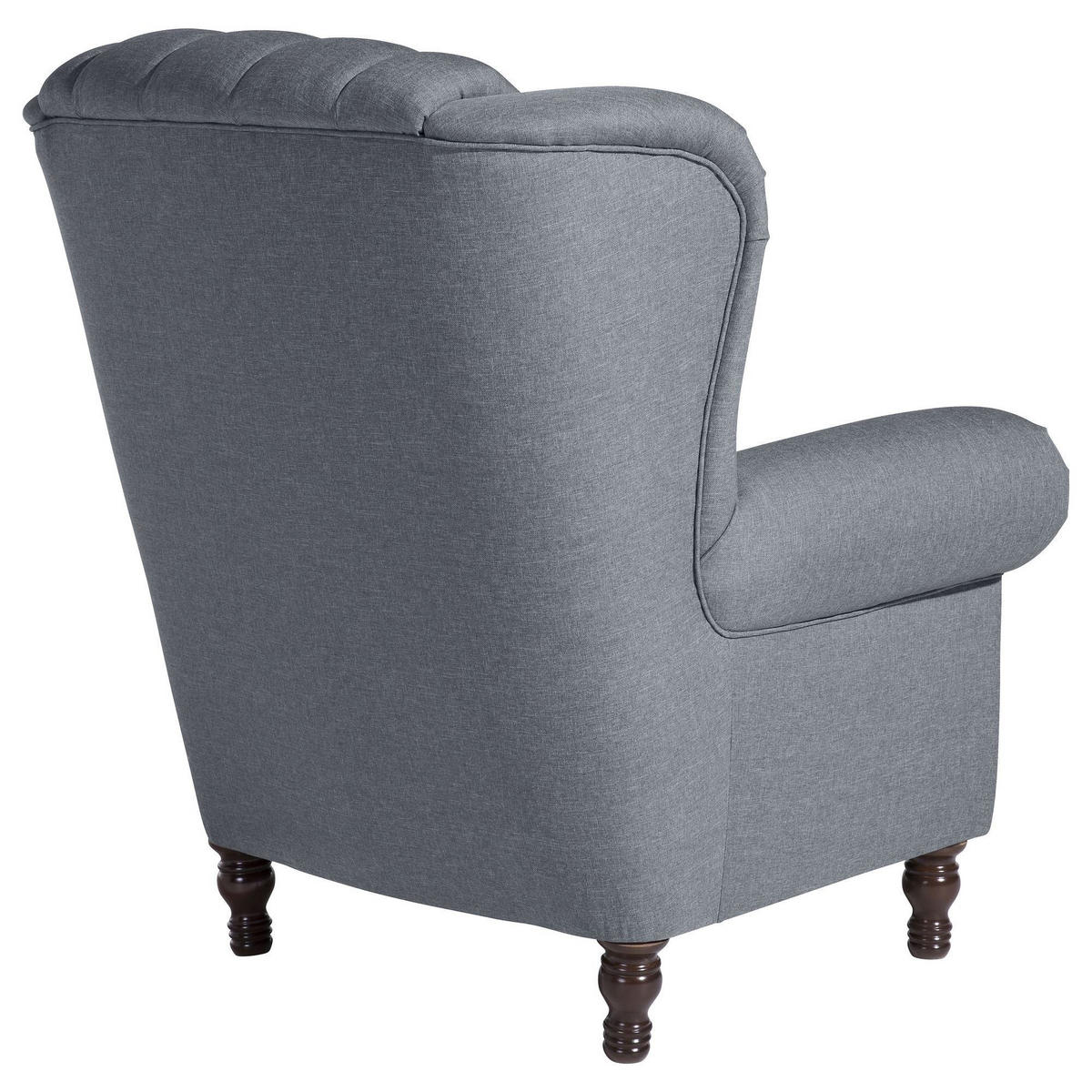 OHRENBACKENSESSEL Katreen Bezug Flachgewebe Buche nussbaum dunkel / denim - Blau, Kunststoff (91/101/90cm) - 58aufmkessel