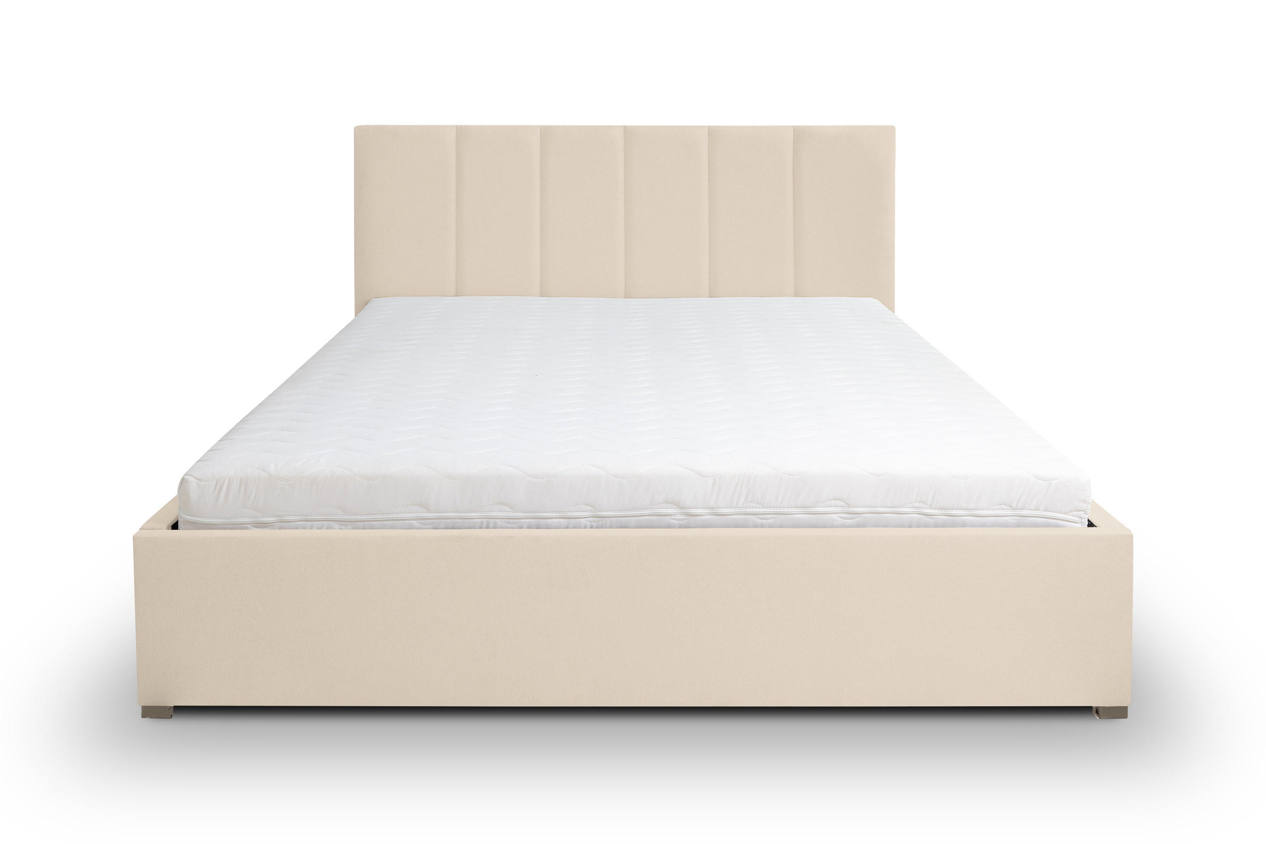 POLSTERBETT LISA mit Kopfteil, 160 x200 cm, Doppelbett mit Bettkasten und Lattenrost aus Velourstoff, Velourstoff, Frabe: Beige - Beige, Holz/Kunststoff (160/200cm) - VENASI MÖBEL