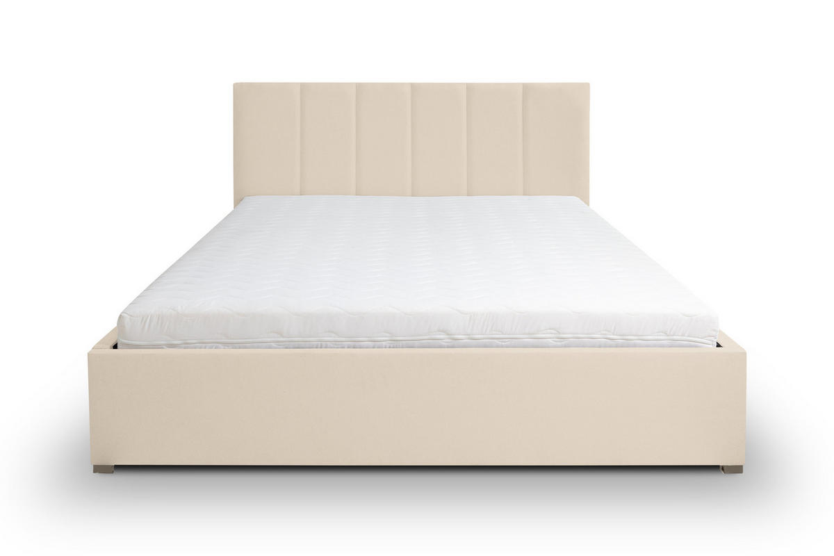 POLSTERBETT LISA mit Kopfteil, 180 x200 cm, Doppelbett mit Bettkasten und Lattenrost aus Velourstoff, Velourstoff, Frabe: Beige - Beige, Holz/Kunststoff (180/200cm) - VENASI MÖBEL
