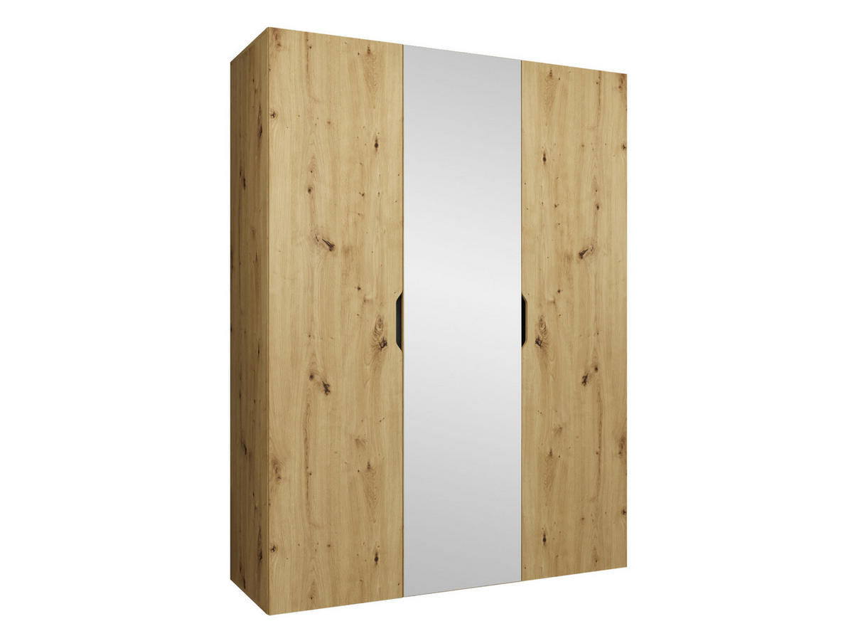 DREHTÜRENSCHRANK Malaga 150 mit Frontspiegel - Eiche Artisan, Holzwerkstoff (150/202/52cm) - MIRJAN24