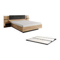 BETTRAHMEN - 2 Personen - stoff - anthrazitgrau, naturfarben hell Elynia - Anthrazit/Naturfarben, Holz/Holzwerkstoff (160/200cm) - Vente-Unique