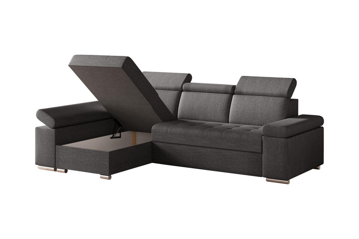 ECKSOFA mit Schlaffunktion Luka L Twist 20 - Grau - Links - Silberfarben/Grau, Holzwerkstoff (260/168cm) - Möblo