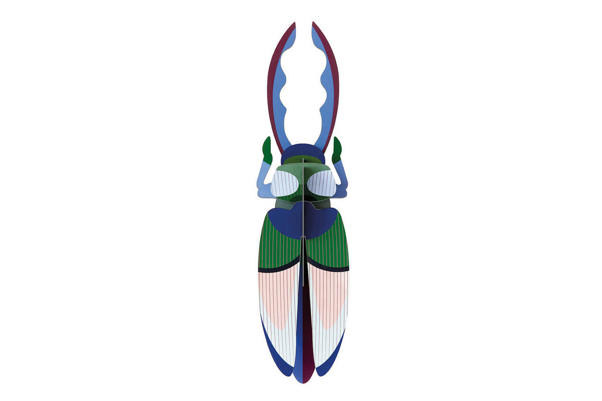 WANDDEKO Geweihkäfer 10/7 cm - Blau/Grün, Wellpappe (10/7/40cm) - KUNSTLOFT