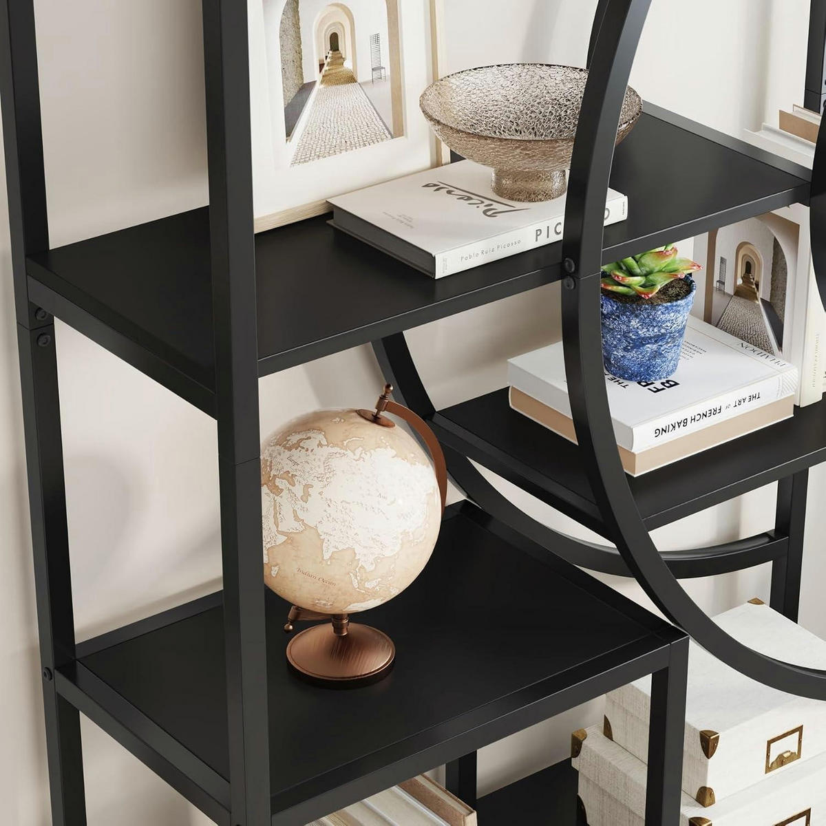 BÜCHERREGAL Geometrisch 179cm Schwarz - Schwarz, Metall (100/179/30cm)