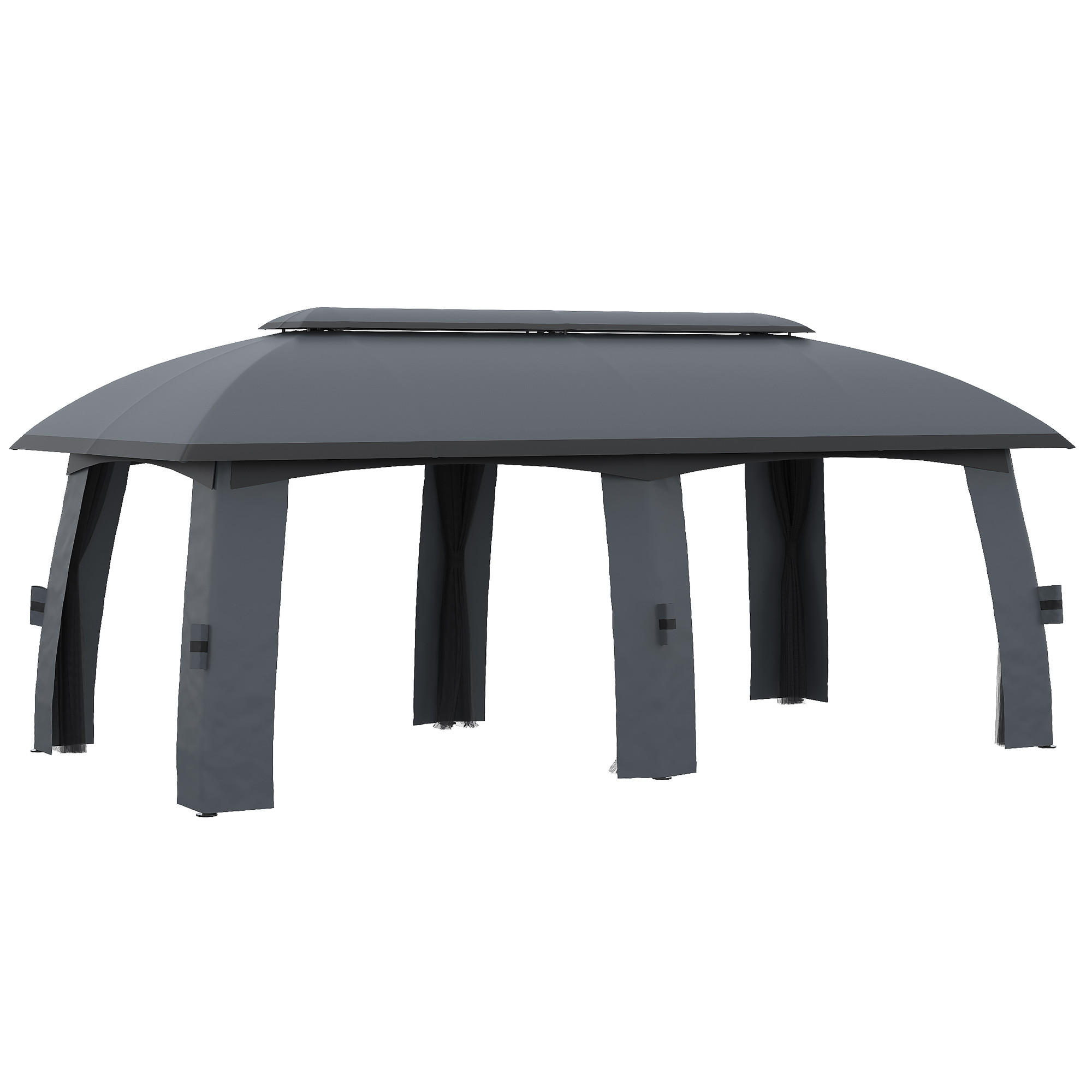 PAVILLON, Dunkelgrau, Galvanisiertes Metall, Polyester, Nylon - Dunkelgrau, Metall (600/278/300cm) - Outsunny