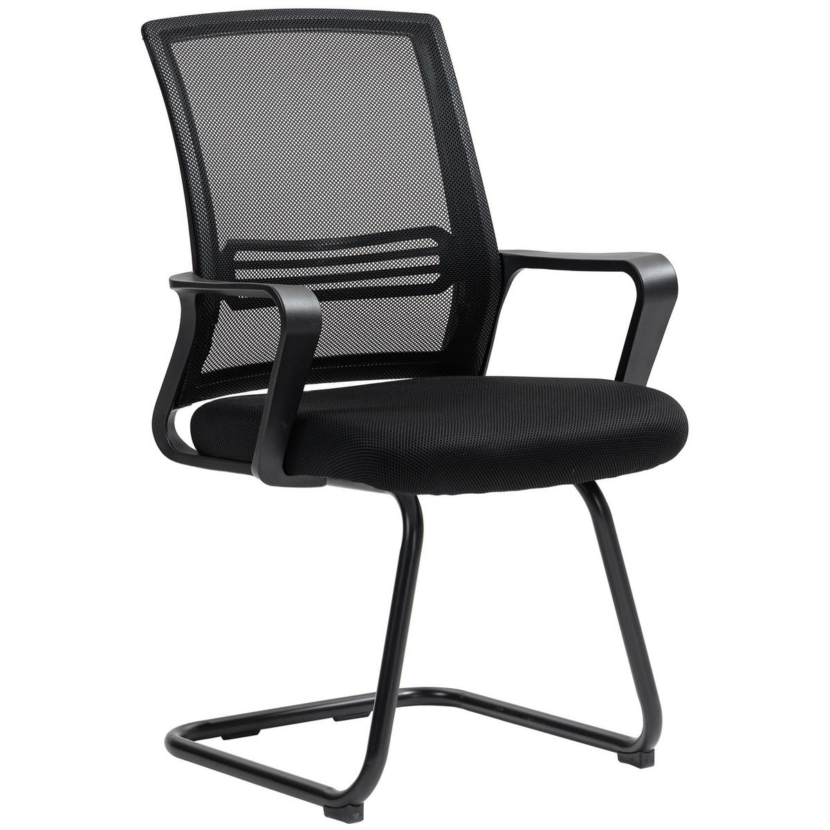 BÜROSTUHL DE-05162 Netzstoff & Schaukelsitz mit Kufenbasis Schwarz - Schwarz, Metall (57.5/93/58.5cm) - ComfortXL