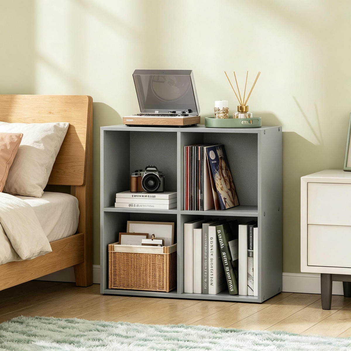 BÜCHERREGAL Grau mit 4 Fächern 60/29/60 cm - Grau, Holzwerkstoff (29/59.8/59.6cm) - PANGIVO