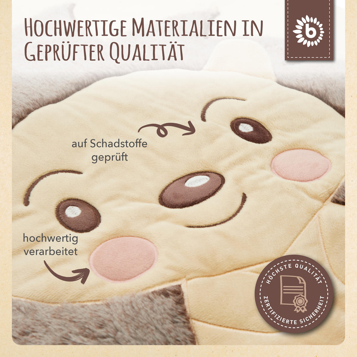 KRABBELDECKE mit Aktivität Igel - Braun, Textil (70/70cm) - Bieco Spielwaren