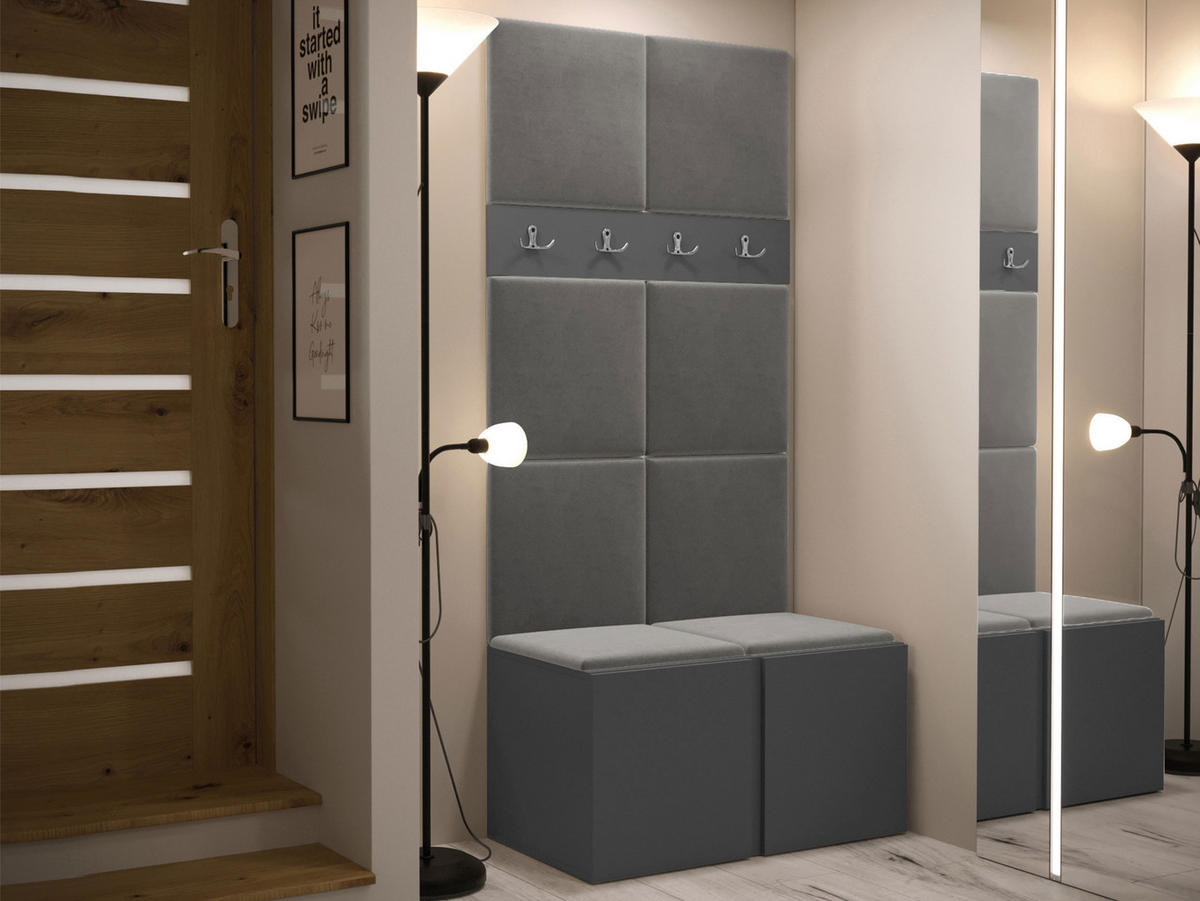 GARDEROBEN-SET Orion IV - Graphitfarben/Grau, Holzwerkstoff/Kunststoff (84/186/46cm) - MIRJAN24