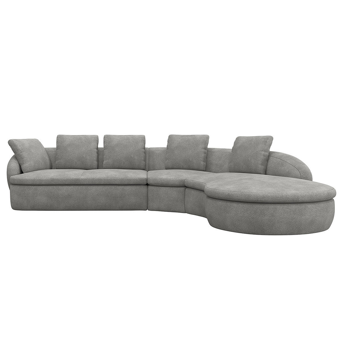 ECKSOFA mit Rundecke - Schwarz/Grau, Kunststoff/Textil (340/225cm) - home24