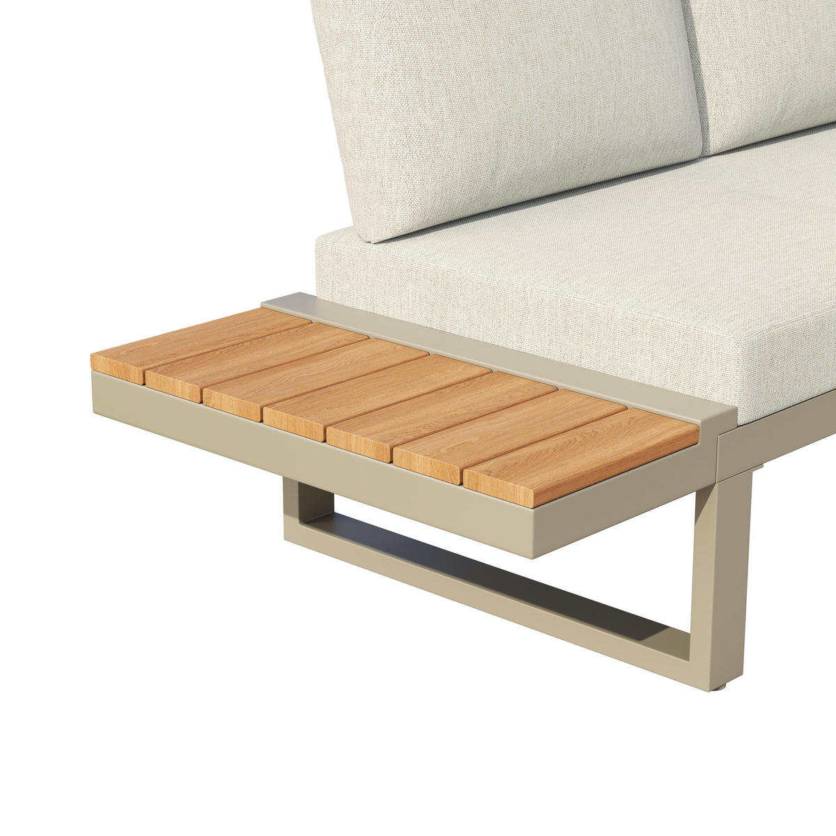 LOUNGEGARNITUR mit Couchtisch, Beige - Beige, Metall - KOMHTOM