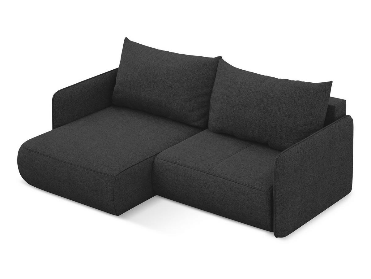 ECKSOFA mit Schlaffunktion Chenille Stoff Schwarz - Anthrazit/Schwarz, Kunststoff/Textil (148/207cm) - Makamii