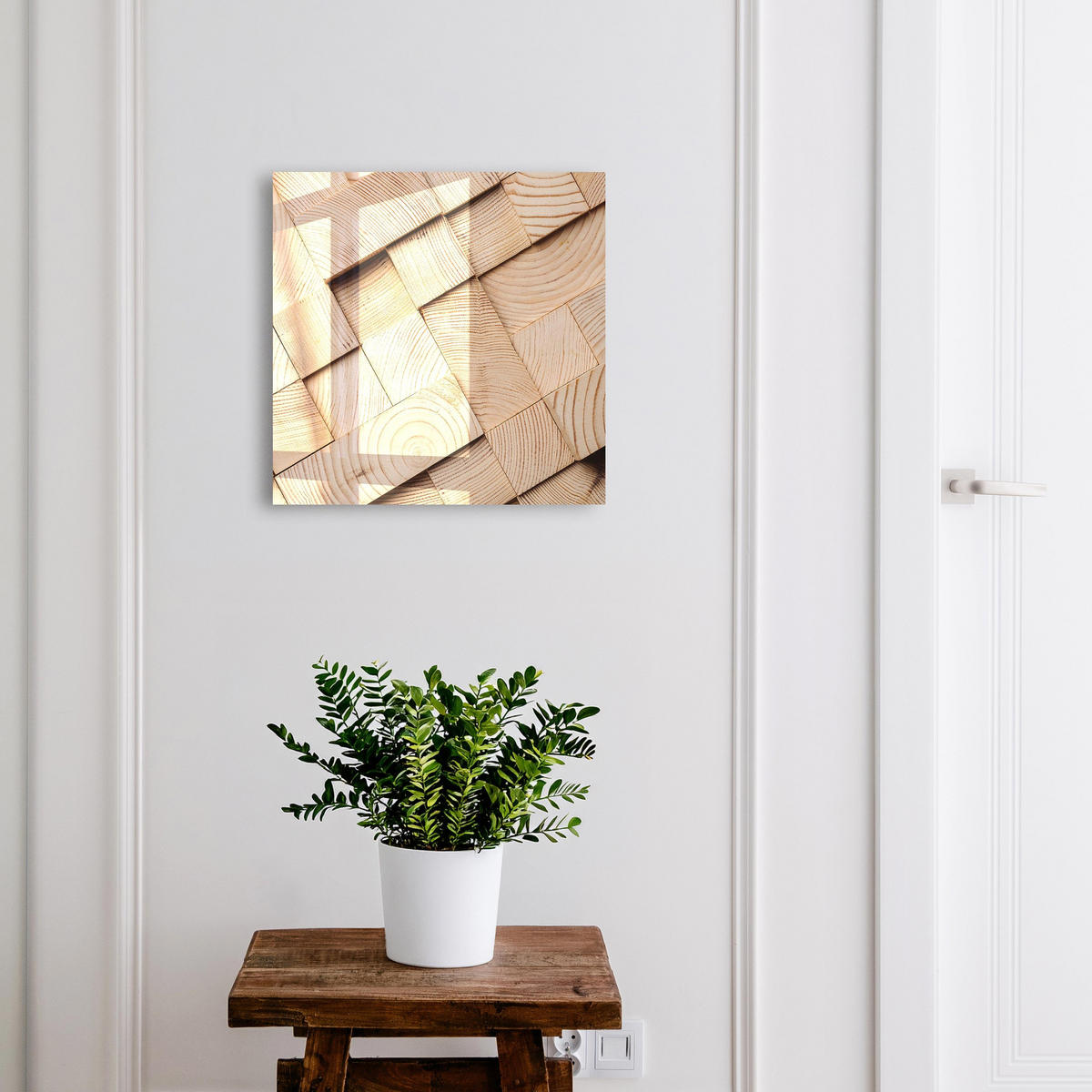 SCHLÜSSELBOX Schwarz 30x30 cm- Türöffnung nach rechts - Holzstruktur - Beige, Metall (30/30/5cm) - TULUP