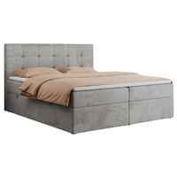 BOXBETT CENTO 120/200 Hellgrau Velvet - H3 - Hellgrau, Holz/Textil (120/200cm) - MKS