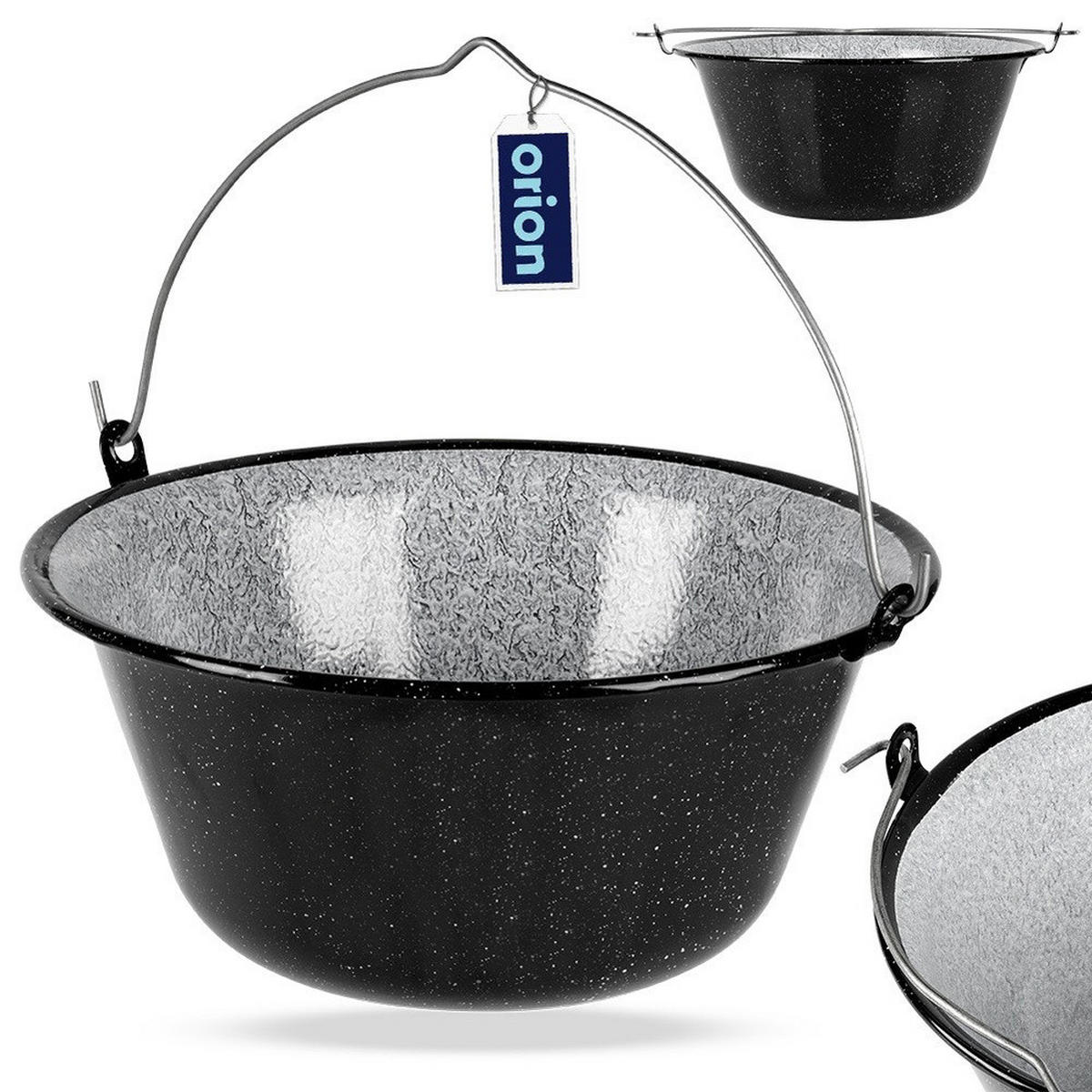 HÄNGEKESSEL ungarisch Emaille 13 l Schwarz - Schwarz, Metall (40/17.5/46cm) - Orion 