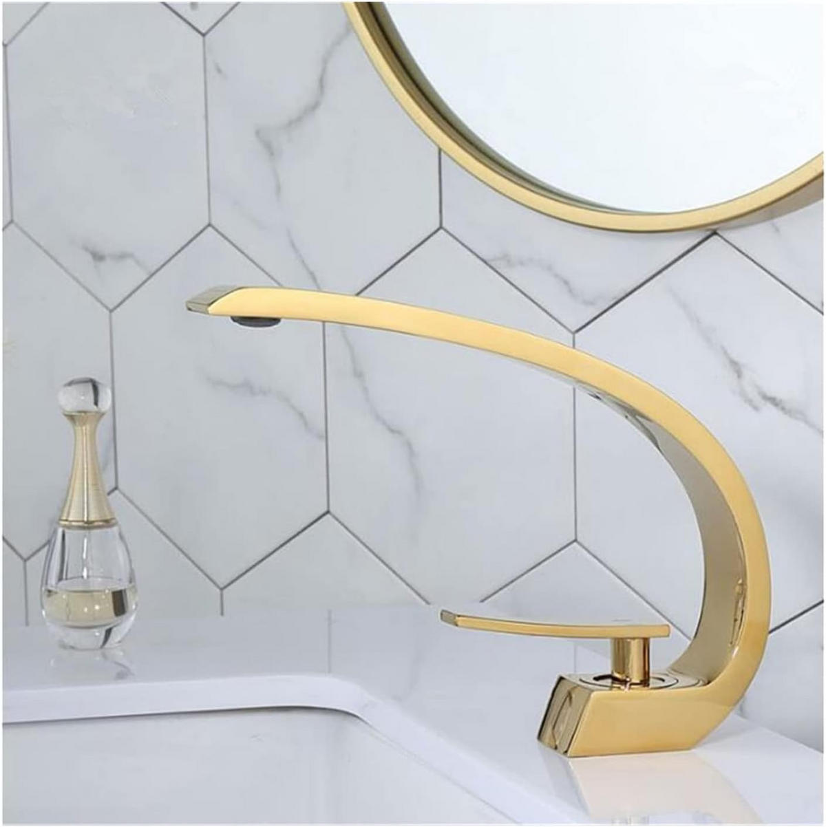 BADEZIMMERARMATUR, 23,5 x 18,5 cm, gold - Goldfarben, Metall (35/7/19cm) - Vallsero