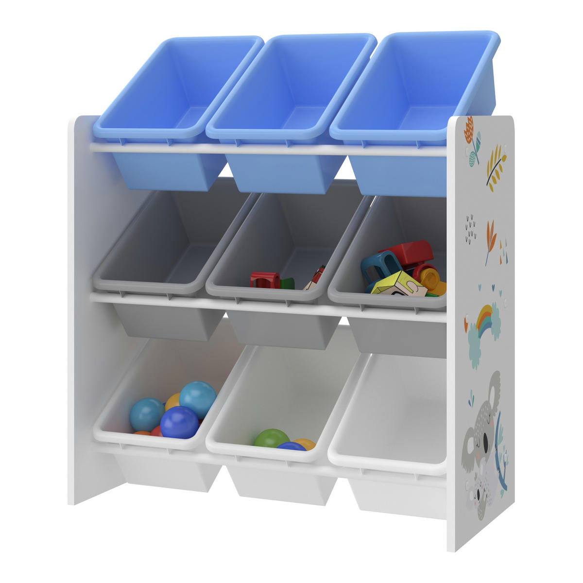 KINDERREGAL Muxía - Blau/Weiß, Holzwerkstoff/Kunststoff (62/60/26.5cm) - [en.casa]