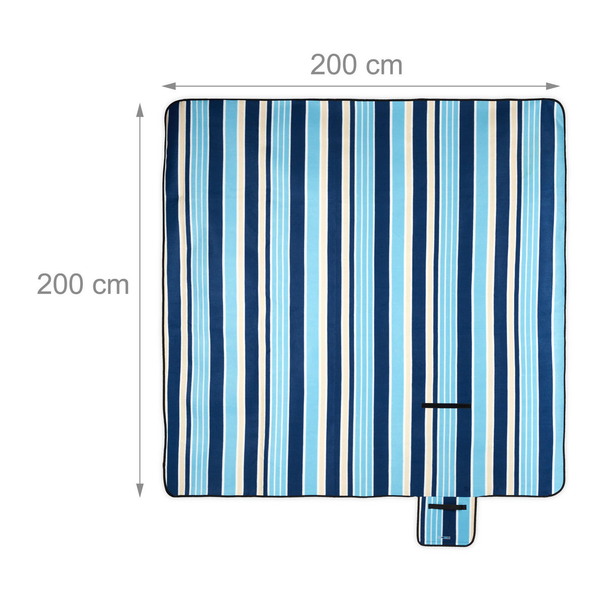 PICKNICKDECKE - Dunkelblau/Hellblau, Textil/Metall (200/200cm) - Relaxdays